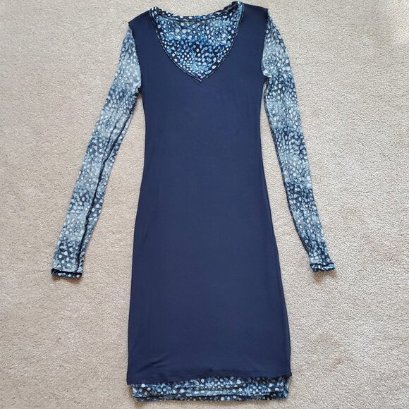 BCBGMaxAzria Bodycon Knit Modal Dark Navy Dress. Size S - Picture 4 of 7